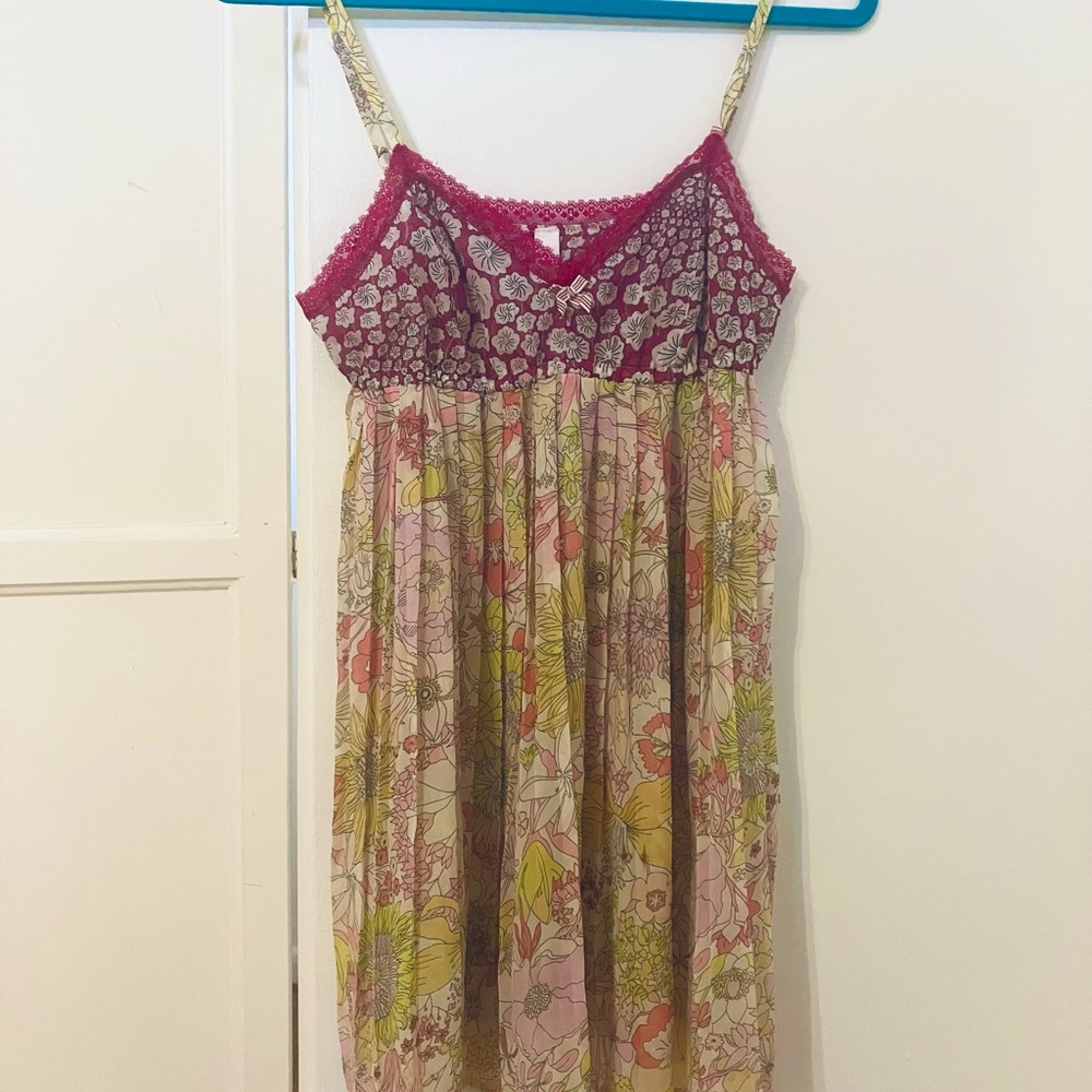 Liberty of London x Target Pink and Yellow Floral Chemise Negligee Slip